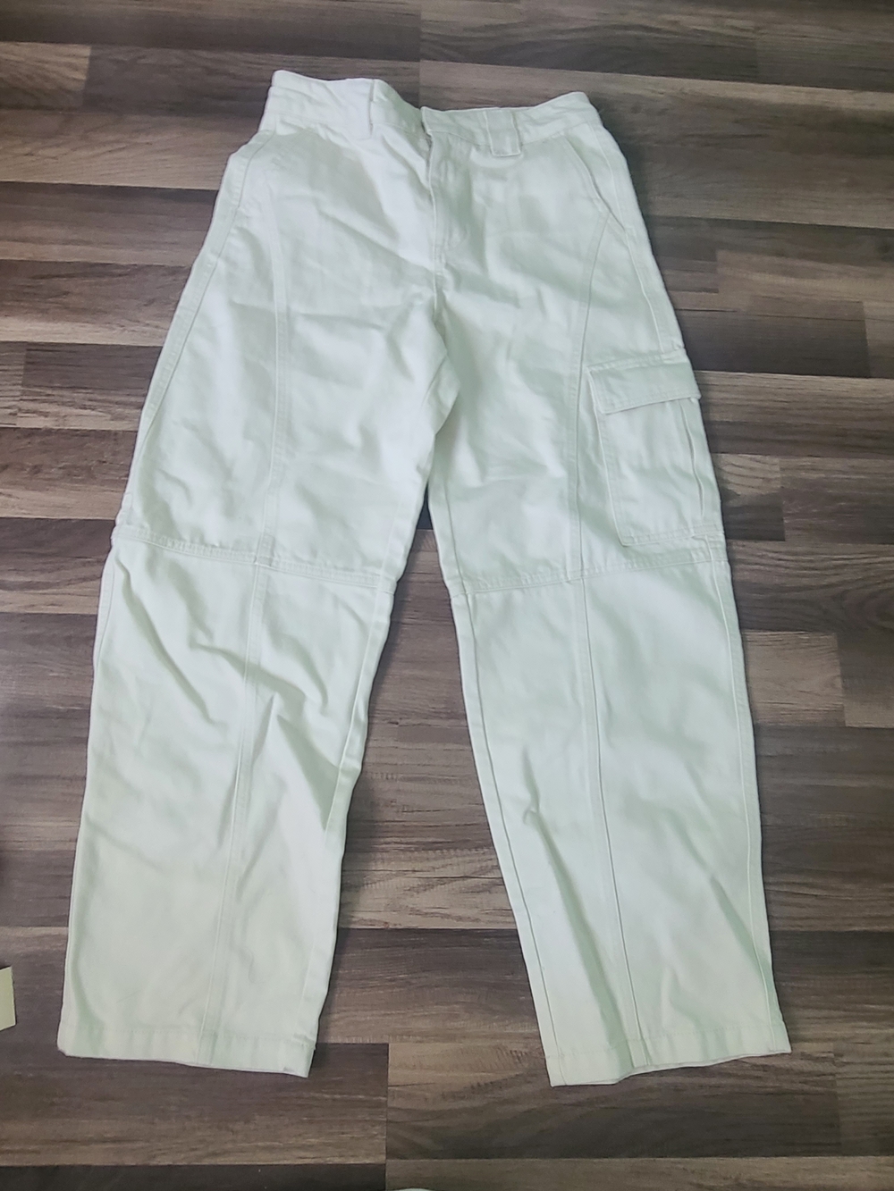 Women's Off White Denim Barrel Cargo Pants - Comfortable Everyday Wear